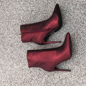 NIB Red Faux Leather Booties - Size 8.5